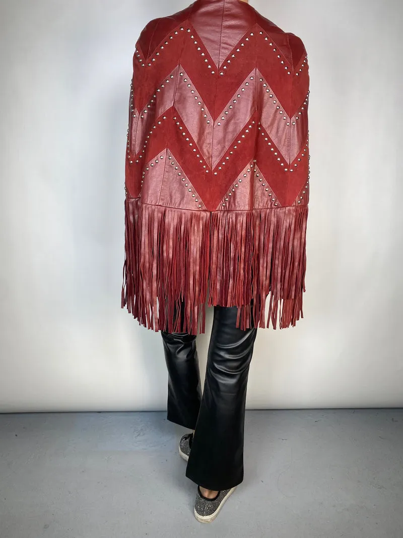 CHER Poncho Violet Burdeo Cuero