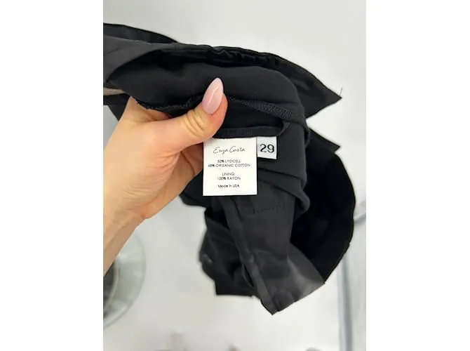 ENZA COSTA Pantalón T.US 28 poliéster Negro 