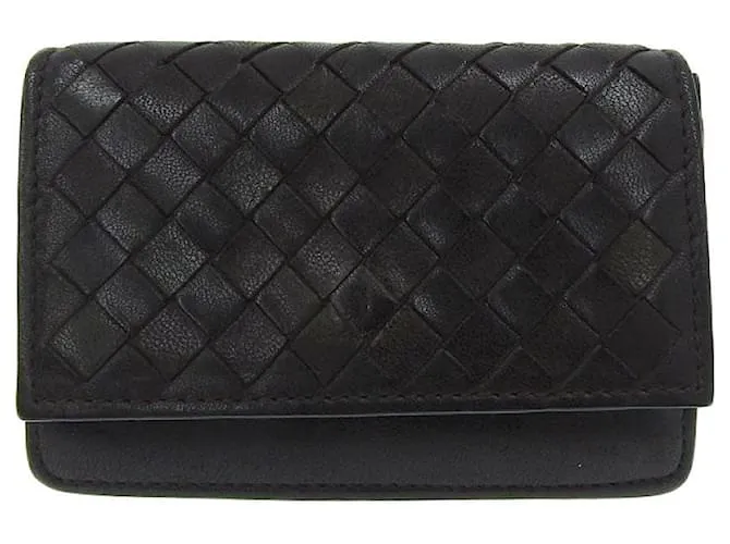 Estuche de cuero para tarjetas Bottega Veneta Castaño 
