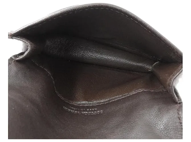 Estuche de cuero para tarjetas Bottega Veneta Castaño 