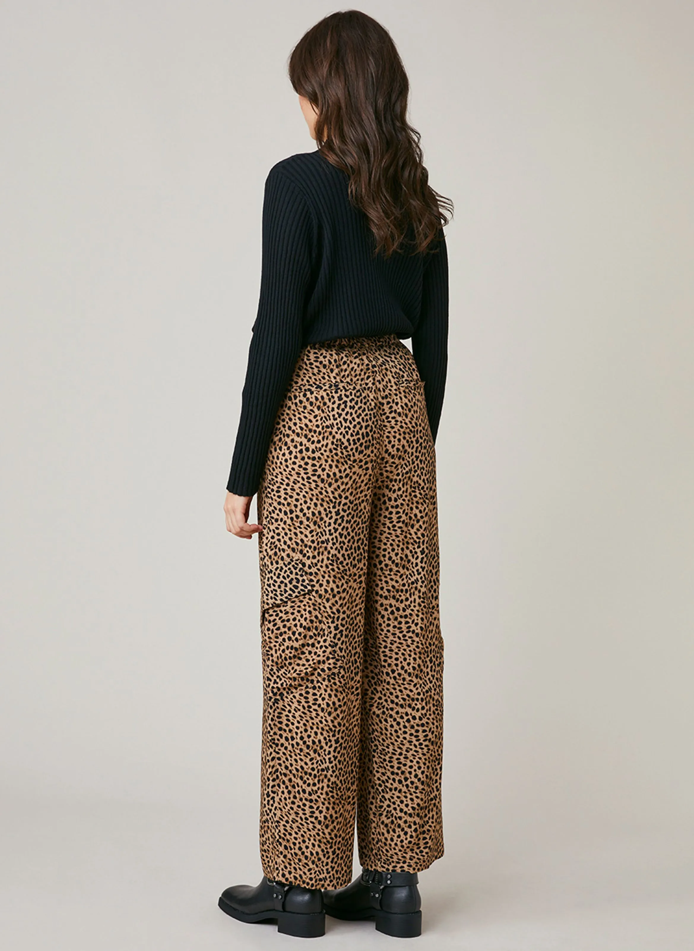FAUSTER  PANTALóN ANCHO ESTAMPADO EN MARRON