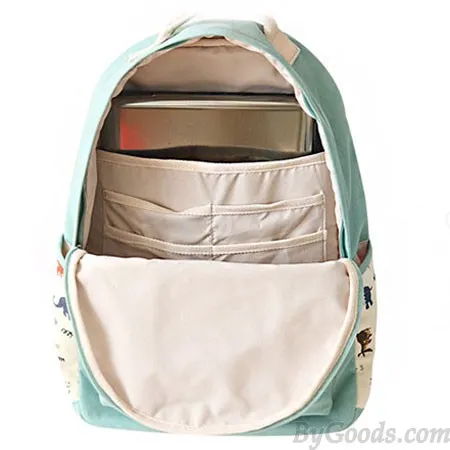 Fresh Animal Canvas Backpack Lion Elephant Giraffe Schoolbag