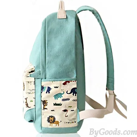 Fresh Animal Canvas Backpack Lion Elephant Giraffe Schoolbag
