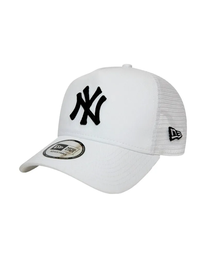 Gorra new era blanca trucker logo yankees bordado frente visera curva