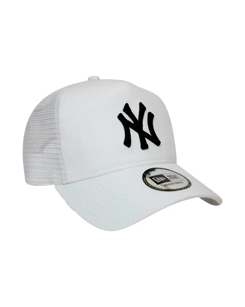 Gorra new era blanca trucker logo yankees bordado frente visera curva