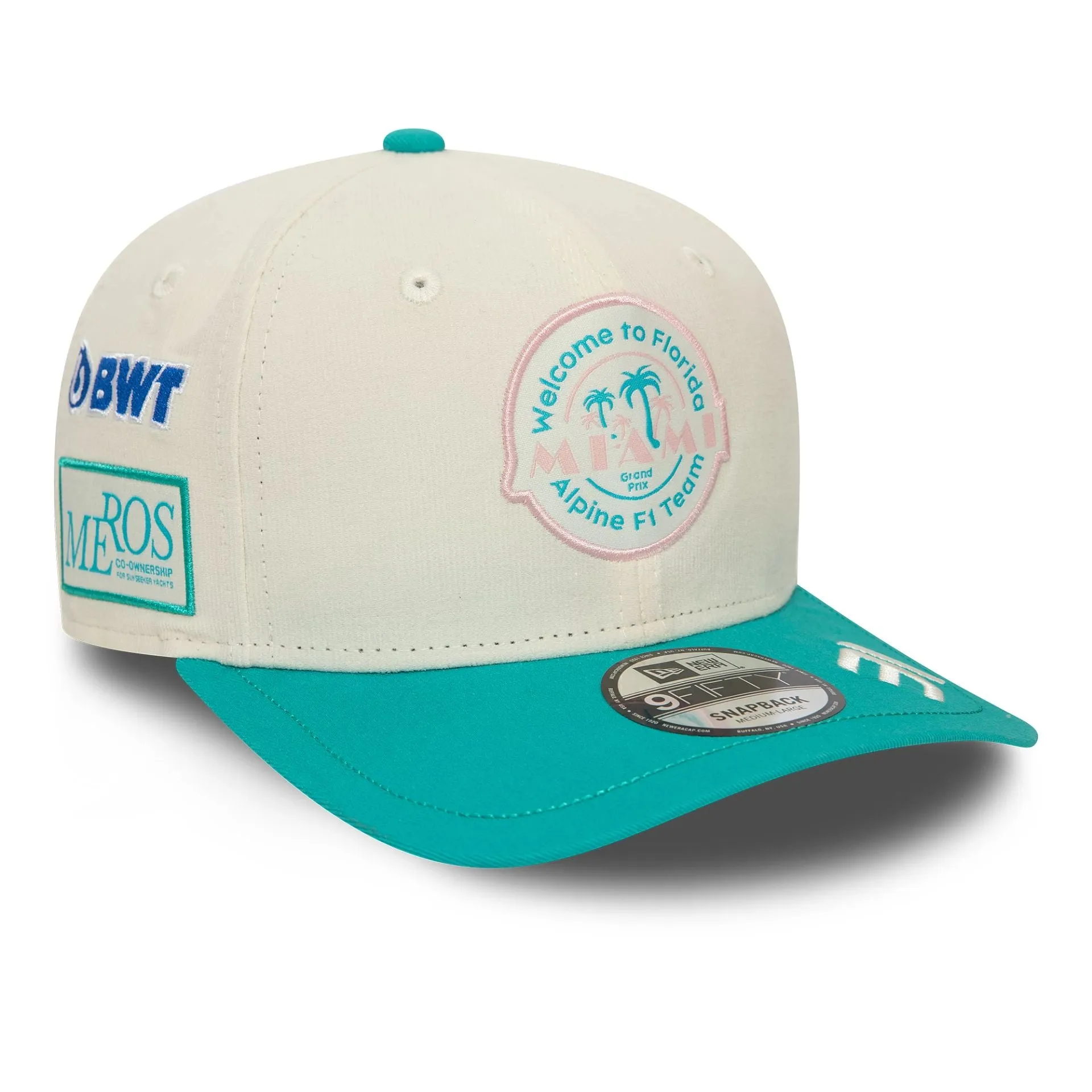 Gorra snapback Alpine Racing Esteban Ocon Miami Race Special White 9FIFTY Original Fit