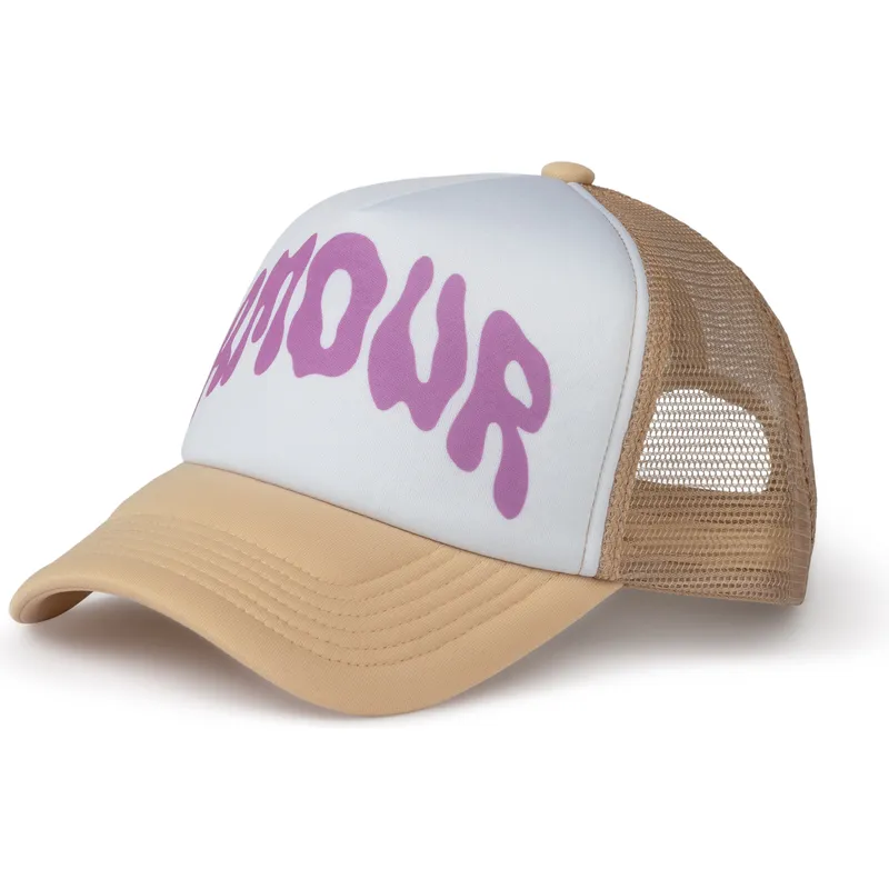 Gorra trucker blanca y beige Amour de Pica Pica