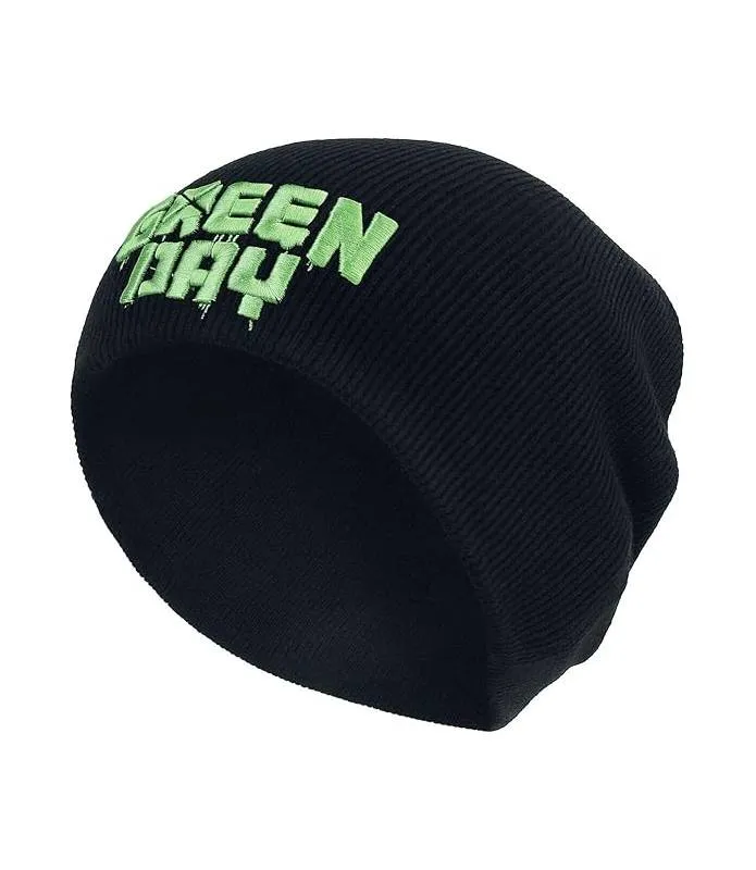 Green Day Gorro Punto Negro Logo Verde Licencia Oficial RockOff GDBEAN01