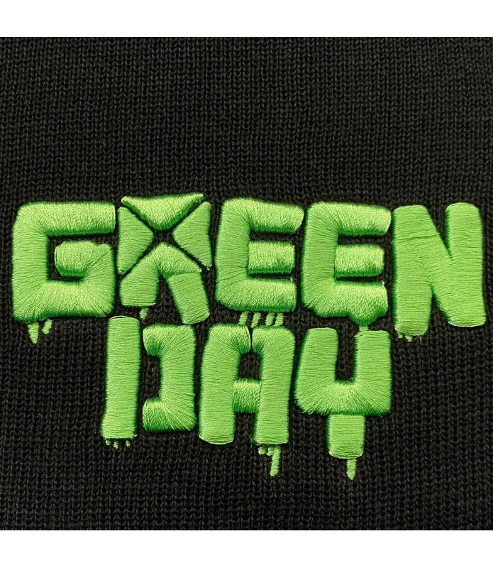 Green Day Gorro Punto Negro Logo Verde Licencia Oficial RockOff GDBEAN01