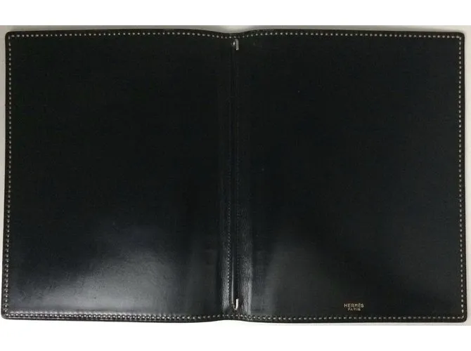 Hermès Agenda caja caja cuero Negro 