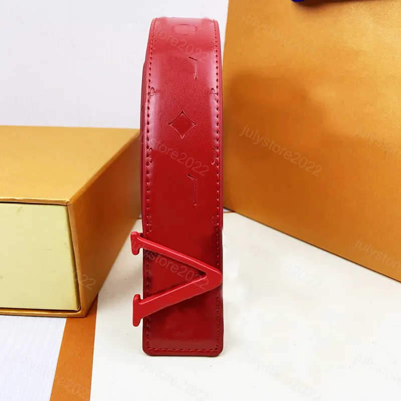 Hombres Diseñadores Cinturones Moda Casual Pin Hebilla lisa V Mujeres Hombres Cinturón de cuero Ancho rojo 3.8 cm con caja naran