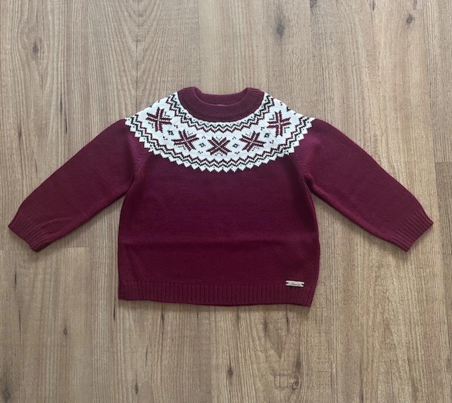 Jacquard knit sweater with border Natale collection