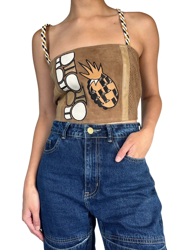 JAZMIN CHEBAR Crop Top Cuero