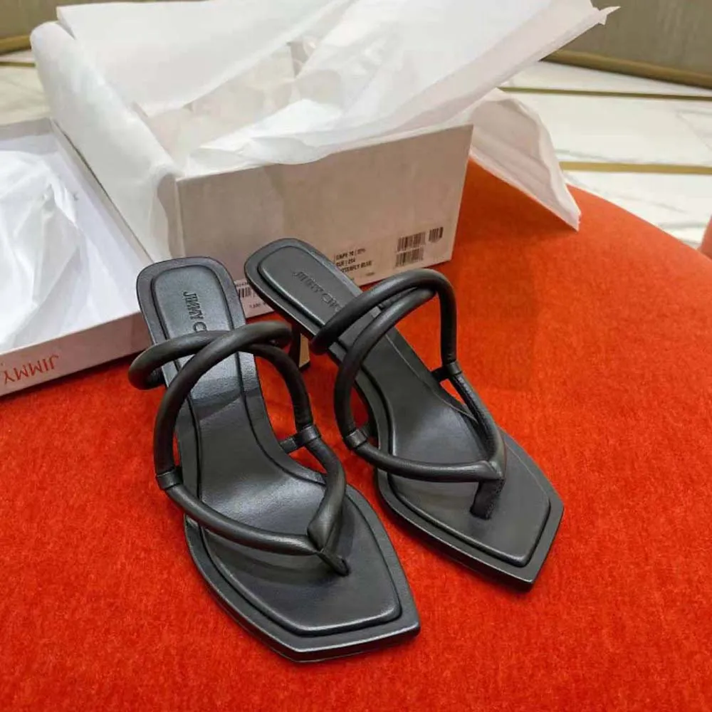 Jimmy Choo Mujer Cape 70 Mules De Tanga De Piel De Napa Negra