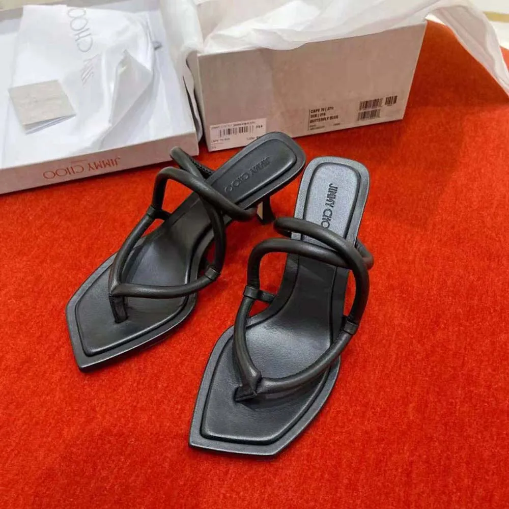 Jimmy Choo Mujer Cape 70 Mules De Tanga De Piel De Napa Negra