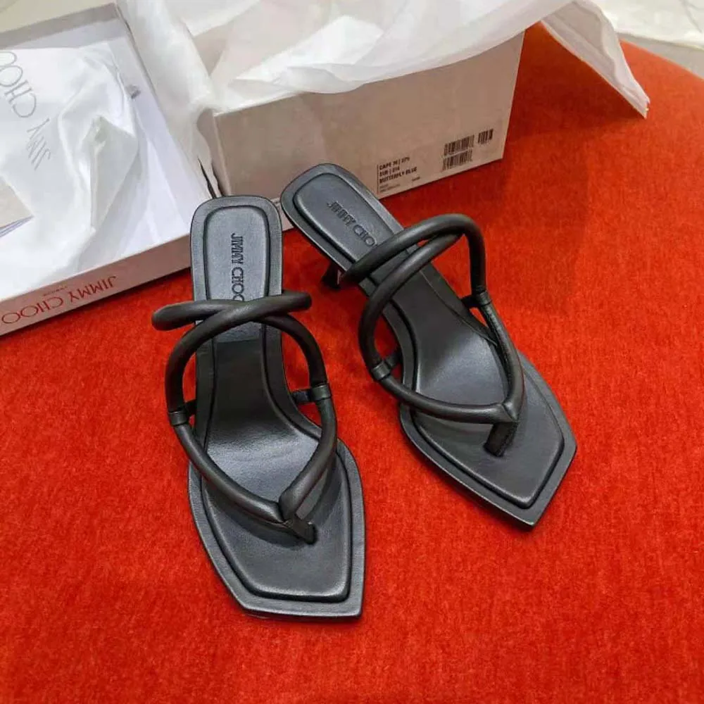 Jimmy Choo Mujer Cape 70 Mules De Tanga De Piel De Napa Negra