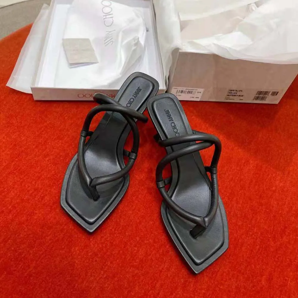 Jimmy Choo Mujer Cape 70 Mules De Tanga De Piel De Napa Negra