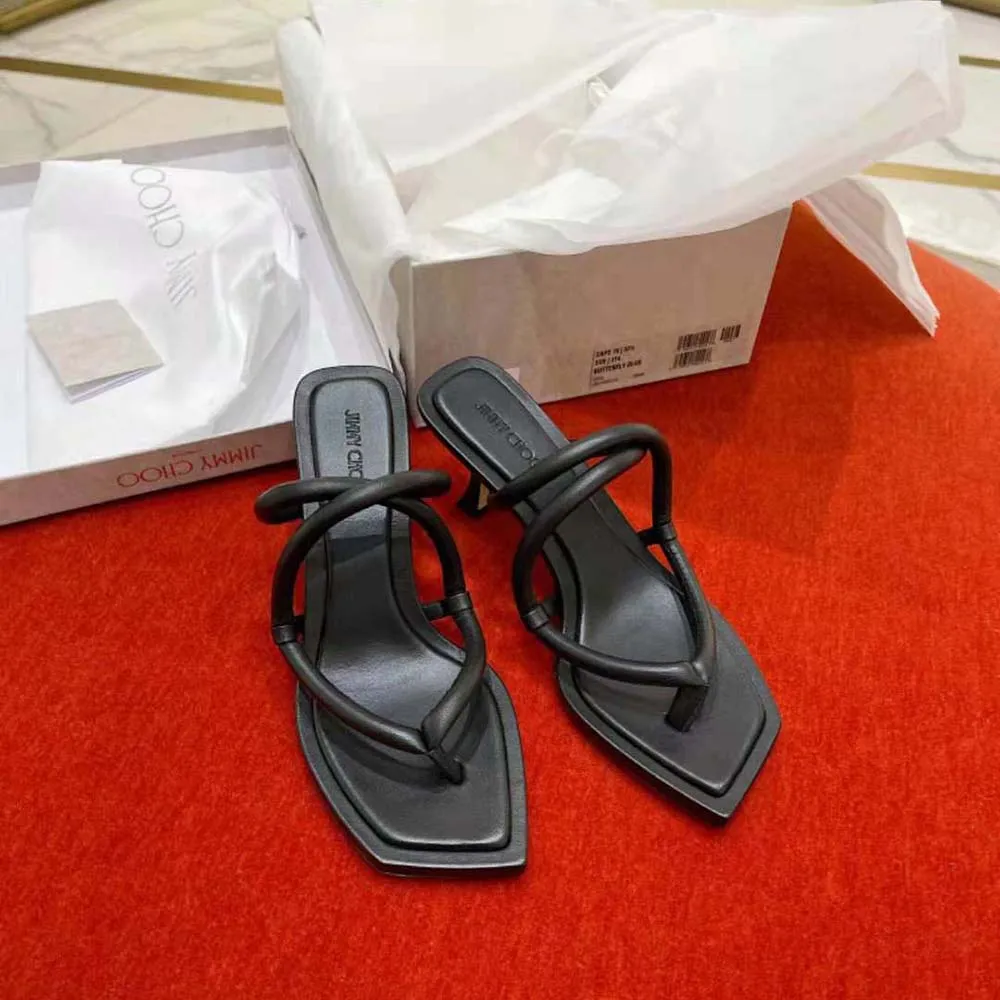 Jimmy Choo Mujer Cape 70 Mules De Tanga De Piel De Napa Negra