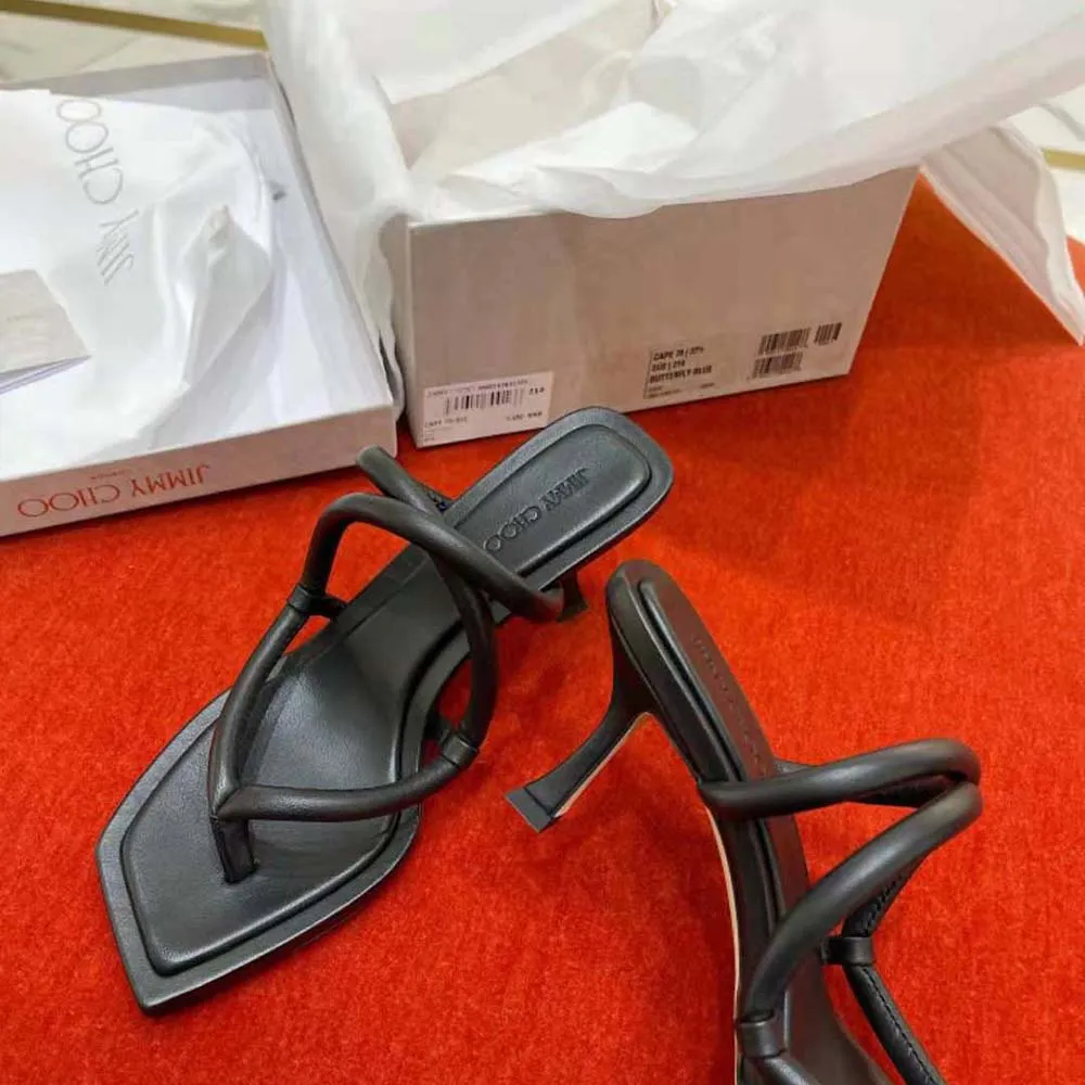 Jimmy Choo Mujer Cape 70 Mules De Tanga De Piel De Napa Negra