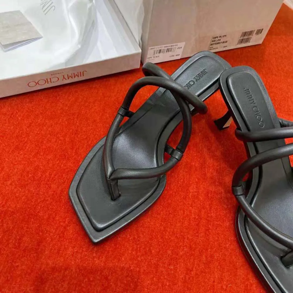 Jimmy Choo Mujer Cape 70 Mules De Tanga De Piel De Napa Negra