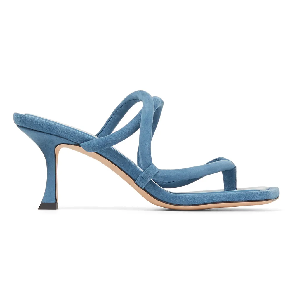 Jimmy Choo Mules tipo tanga de ante azul mariposa Cape 70 para mujer
