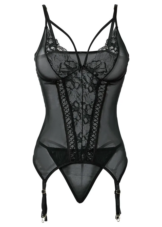 Liguero + tanga (conjunto de 2 piezas) Negro