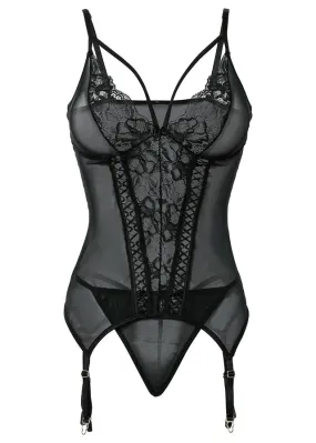 Liguero + tanga (conjunto de 2 piezas) Negro