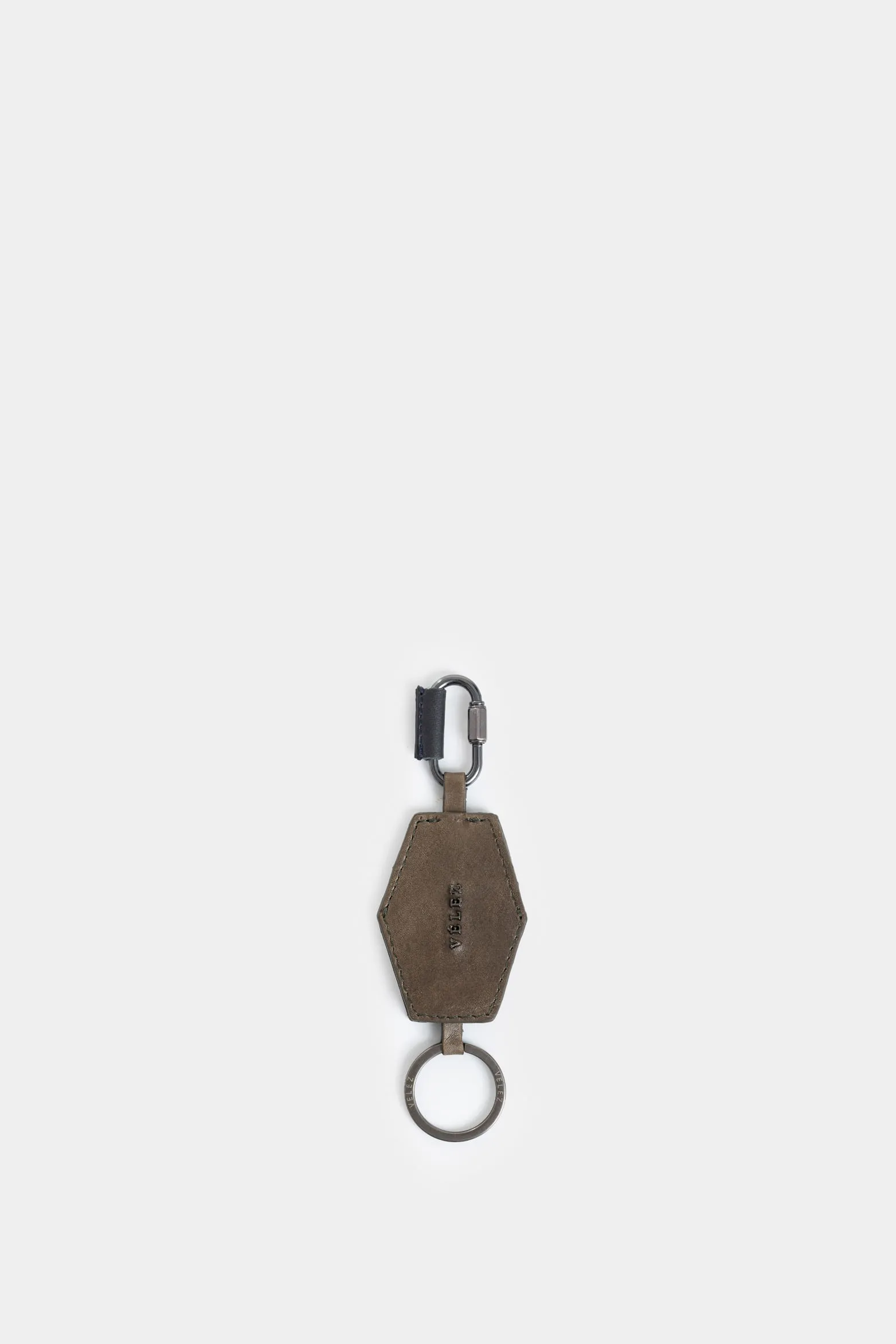 Llavero luster de cuero para hombre argolla y mosquetón