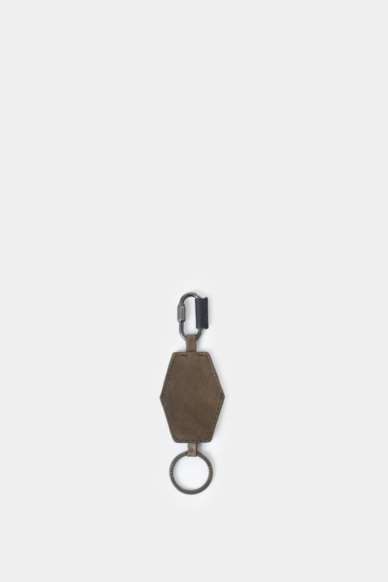 Llavero luster de cuero para hombre argolla y mosquetón