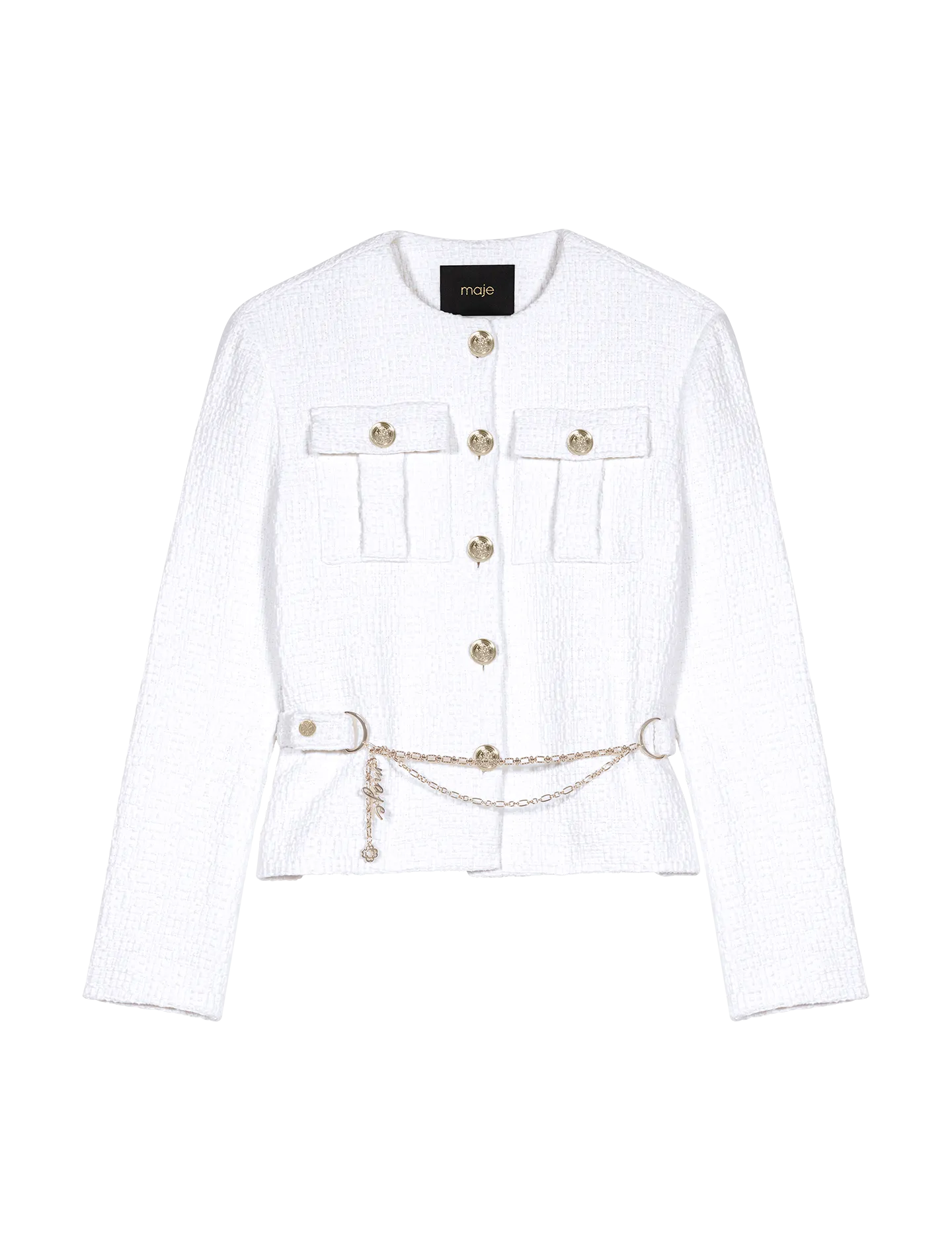 MAJE Chaqueta de tweed ajustada en blanco
