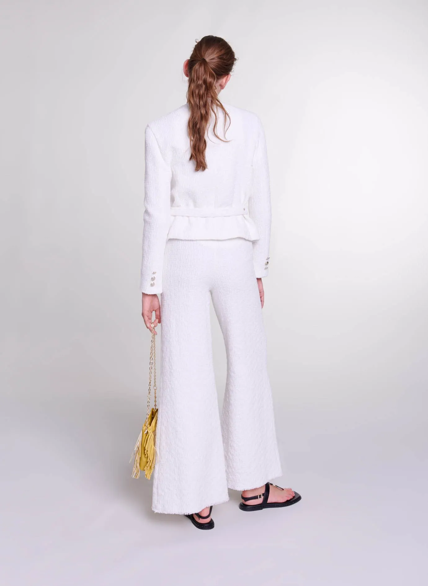 MAJE Chaqueta de tweed ajustada en blanco