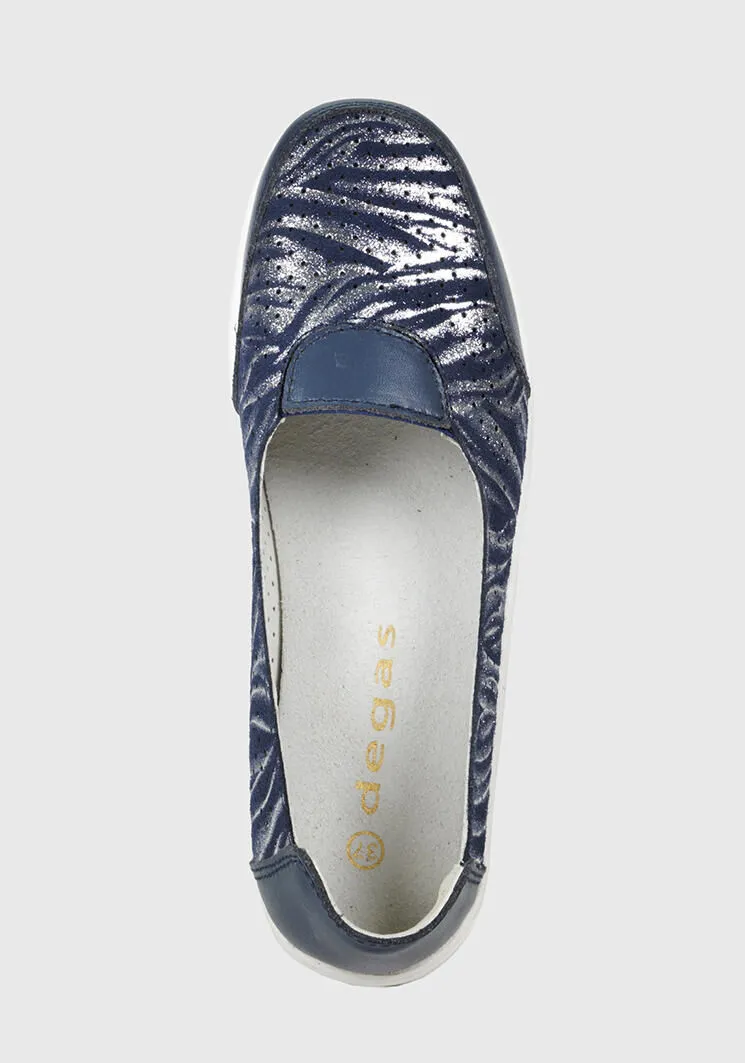 Mocasín Cuero Yaima Azul
