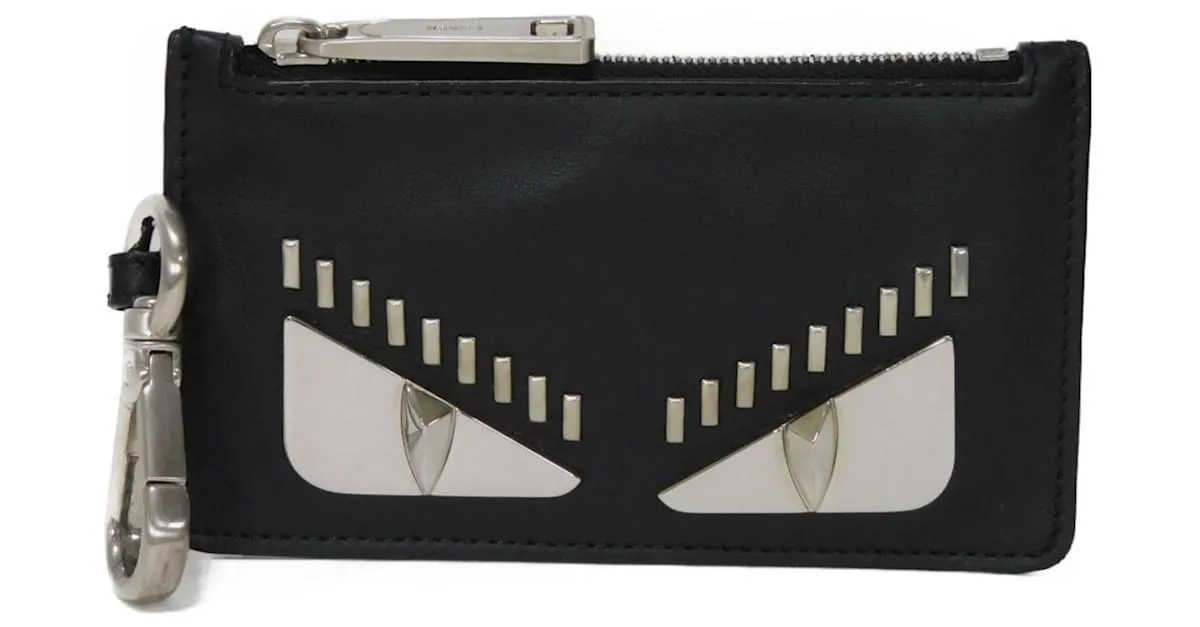 Monedero de cuero negro Fendi 