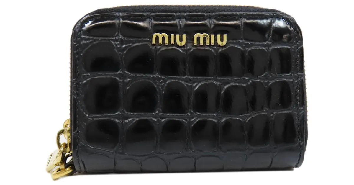 Monedero de cuero negro Miu Miu 