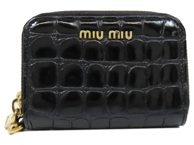Monedero de cuero negro Miu Miu 