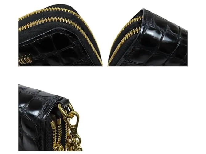 Monedero de cuero negro Miu Miu 
