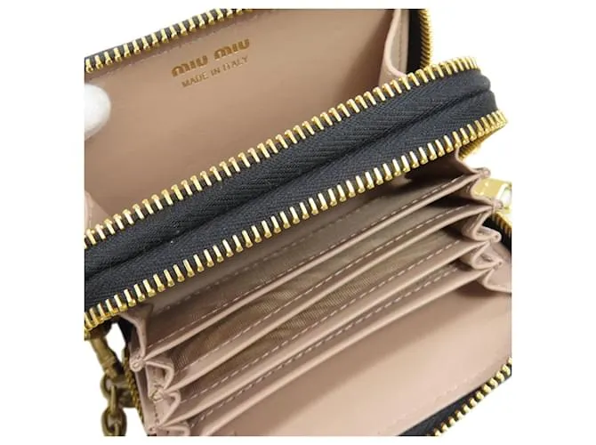 Monedero de cuero negro Miu Miu 