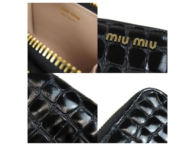 Monedero de cuero negro Miu Miu 