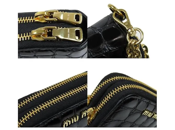 Monedero de cuero negro Miu Miu 