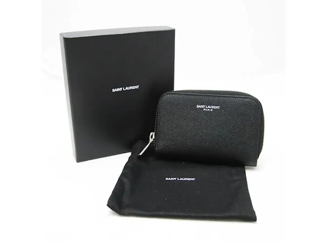 Monedero de cuero negro Saint Laurent 