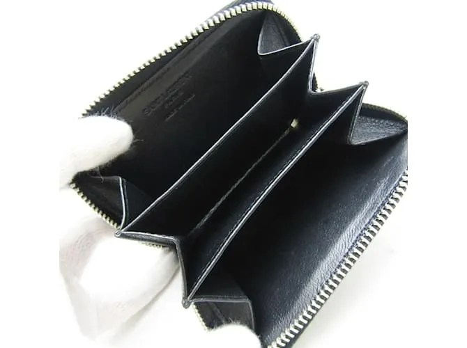 Monedero de cuero negro Saint Laurent 