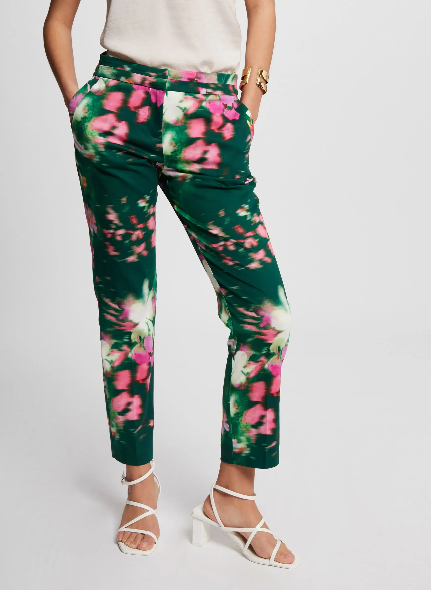 MORGAN POCHA.F  PANTALóN CIGARRILLO ESTAMPADO DE ALGODóN ELáSTICO EN MULTICOLOR