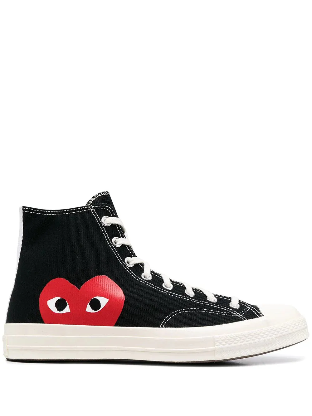 N373O Converse tenis altos de Comme Des Garons Play x ConverseNegro corazones