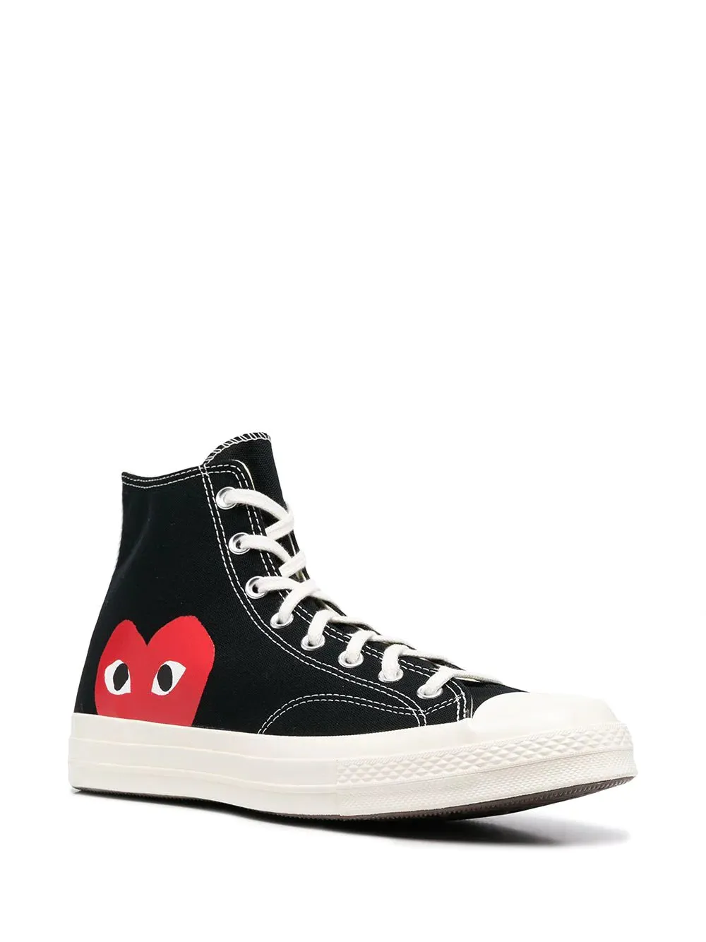 N373O Converse tenis altos de Comme Des Garons Play x ConverseNegro corazones