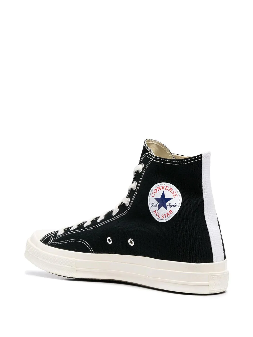 N373O Converse tenis altos de Comme Des Garons Play x ConverseNegro corazones