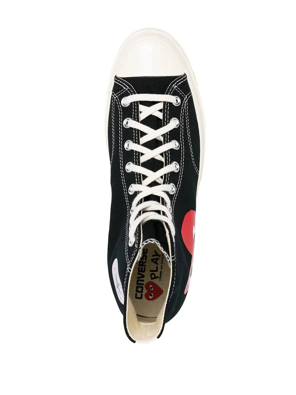 N373O Converse tenis altos de Comme Des Garons Play x ConverseNegro corazones