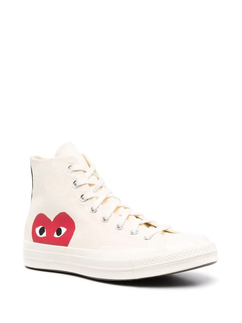 N373O tenis altos de Comme Des Garons Play x Converse Marfil