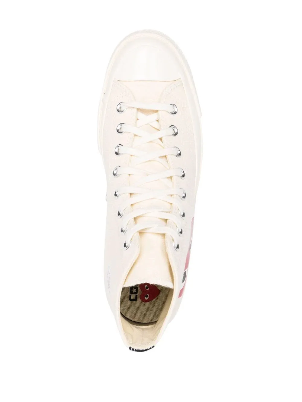 N373O tenis altos de Comme Des Garons Play x Converse Marfil