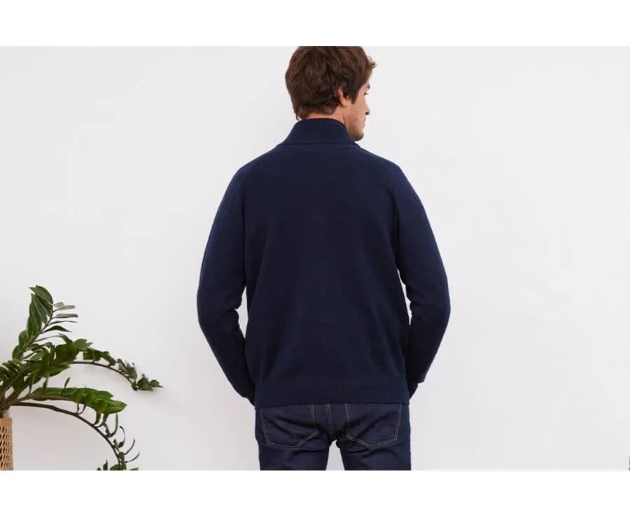 NAVY BLUE LAMBSWOOL FULL ZIP SWEATER  KANE