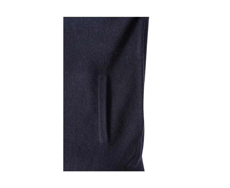 NAVY BLUE LAMBSWOOL FULL ZIP SWEATER  KANE